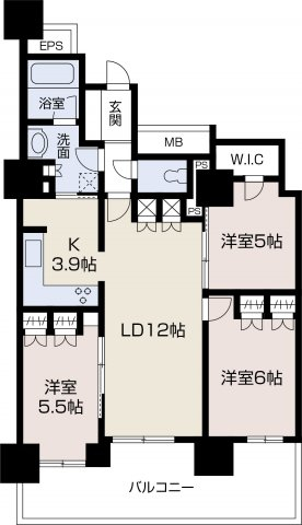 キッチンと洗面室が隣接し家事動線に配慮された間取りです
